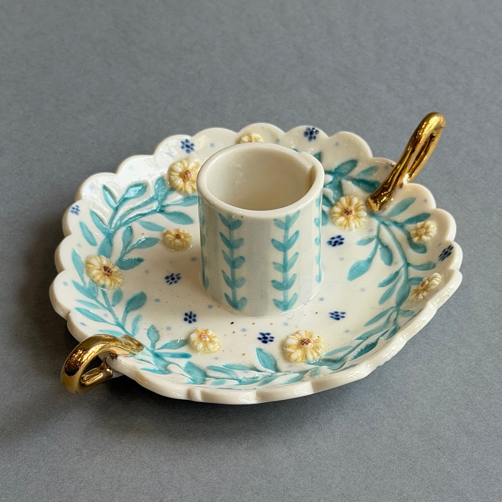 Porcelain Candle Holder with Handles