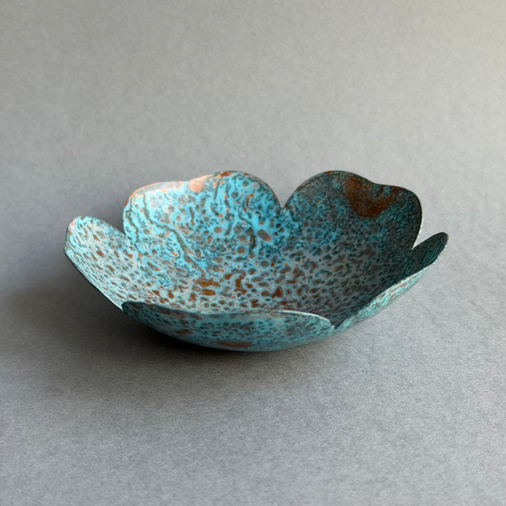 Patinated Copper Petal Dish - 10.5cm