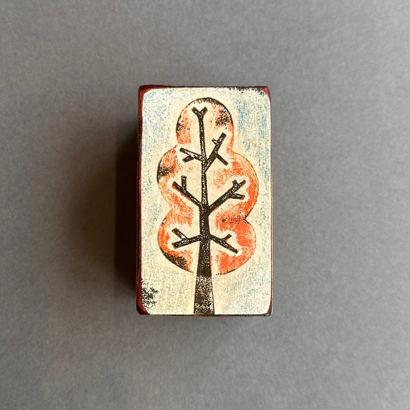 Collagraph Block ‘Tree’ Orange/Black/Pale Blue