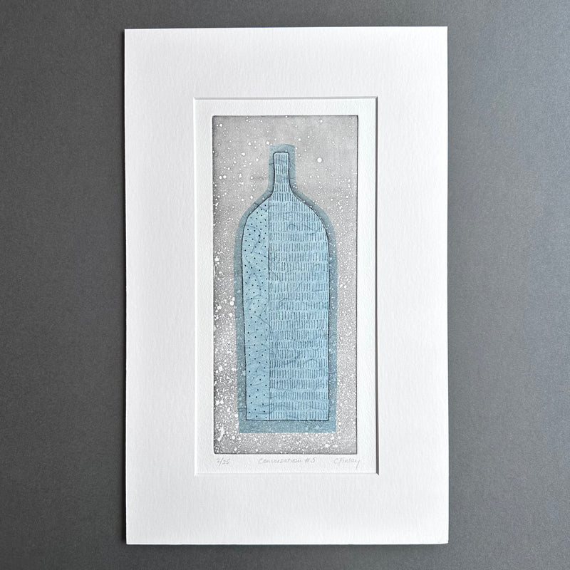 Etching -Conversation #5 - Blue - Unframed