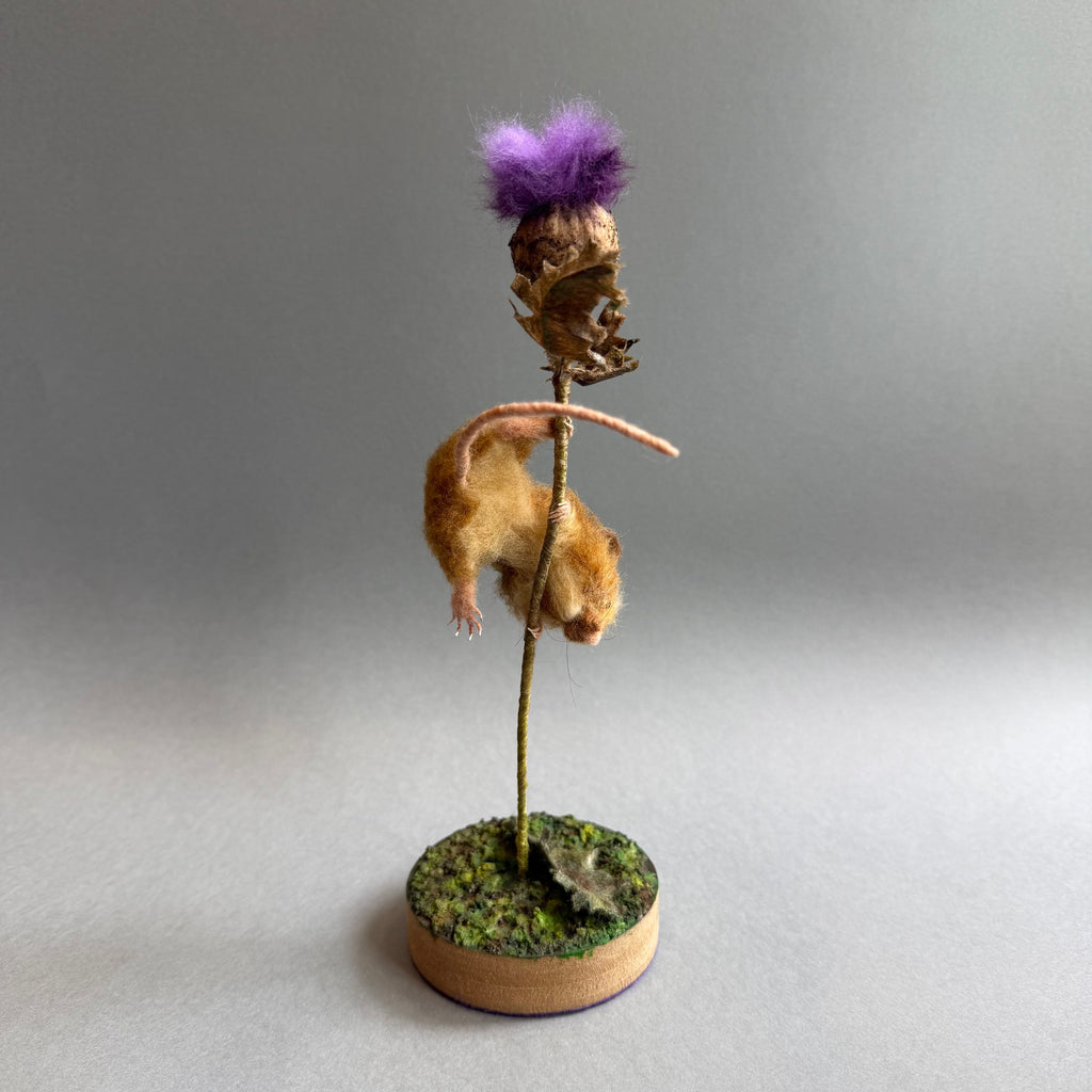 Needle Felted ‘Willoughby’ Mouse with a Thistle