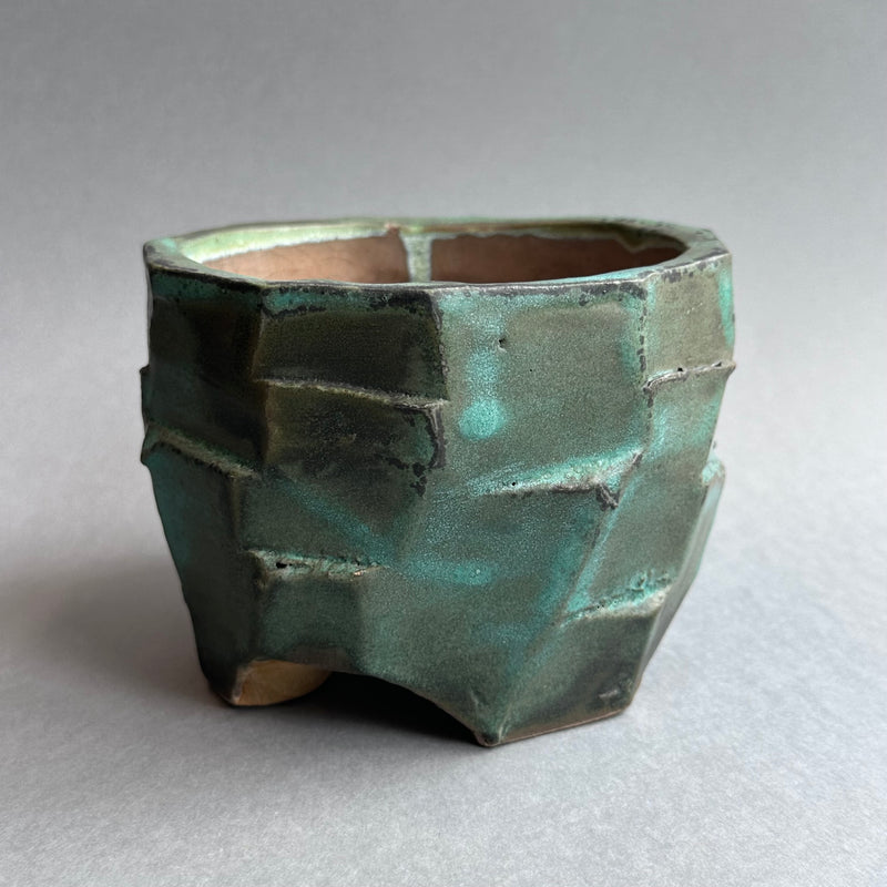 Kurinuki Planter - Copper Oxide Glaze #B