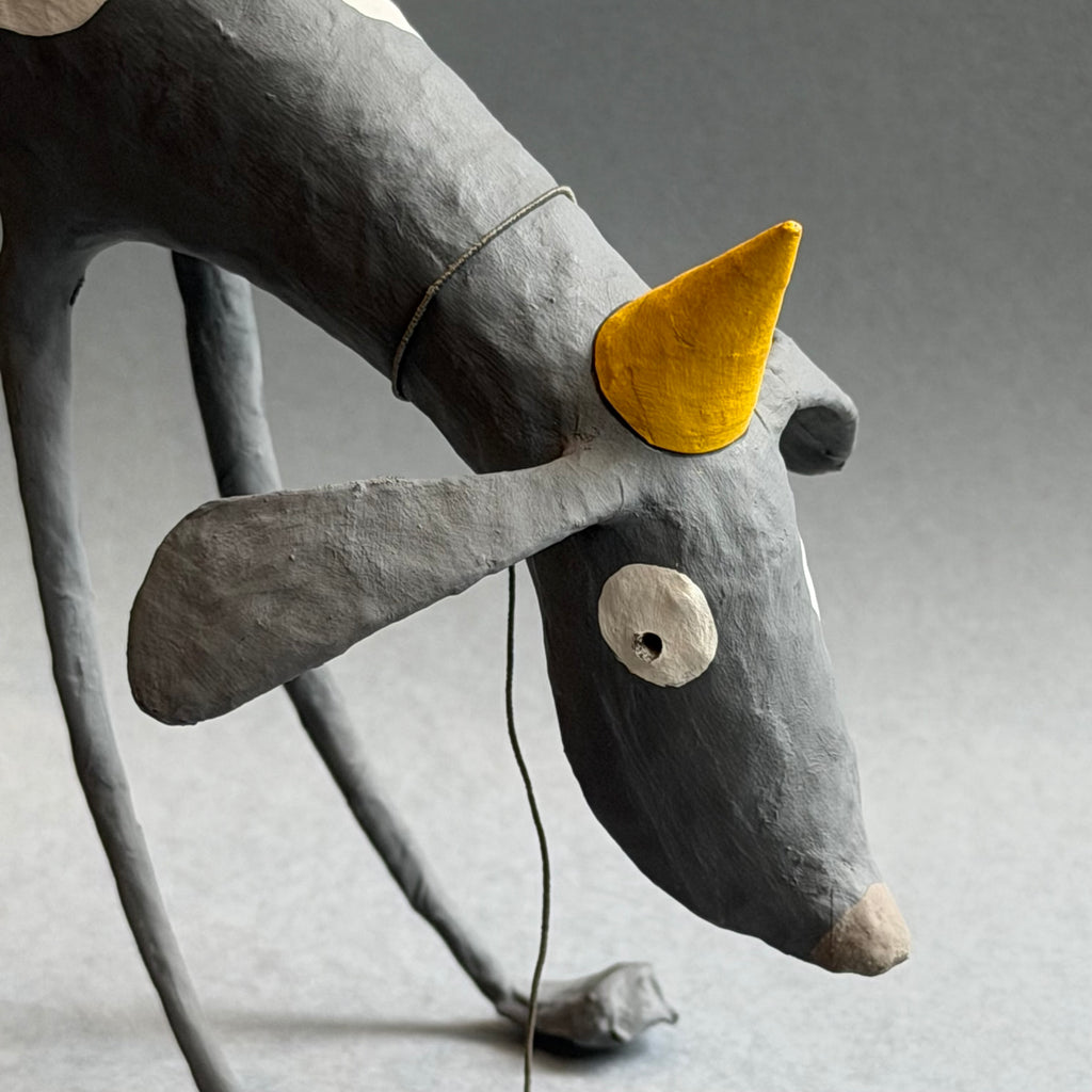 Paper Mache Sculpture ‘Rupert the Dog with Party Hat’
