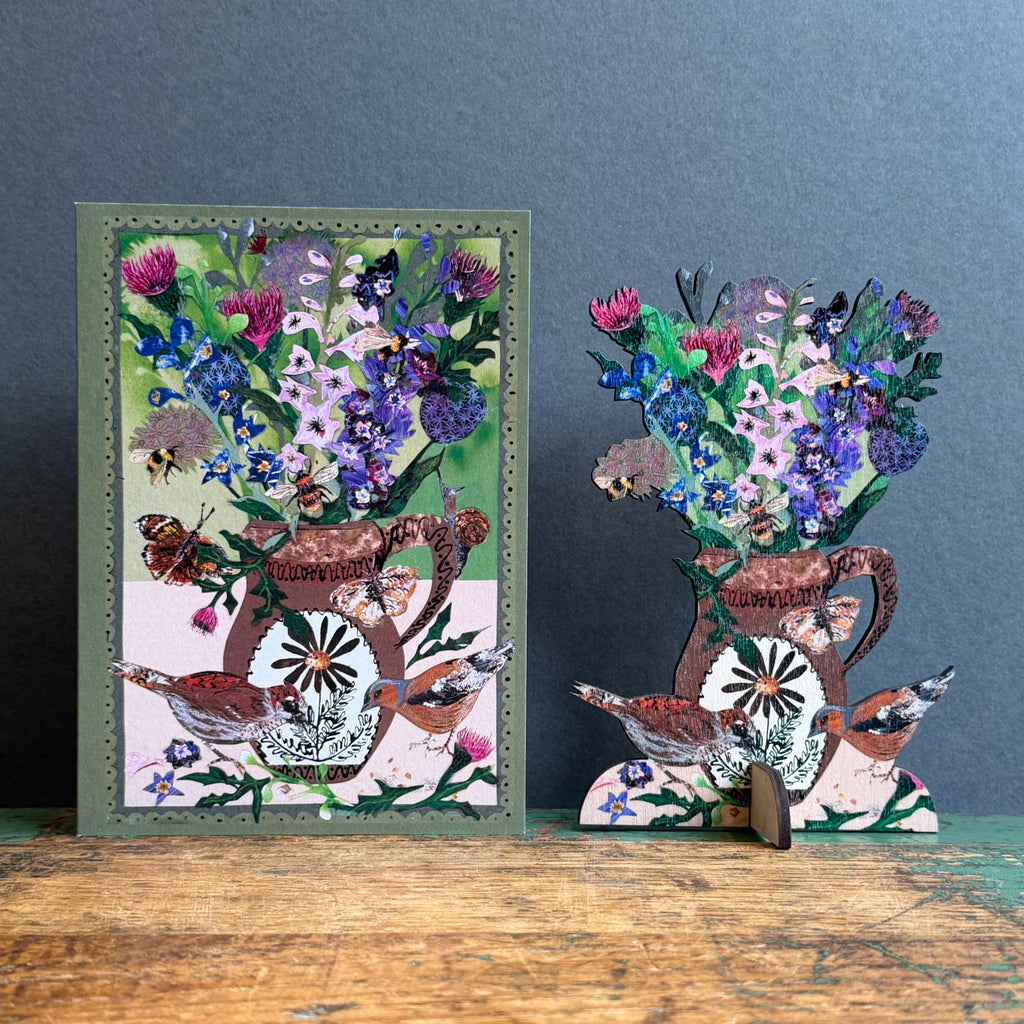 Wooden Keepsake with Greeting Card - Summer Blooms