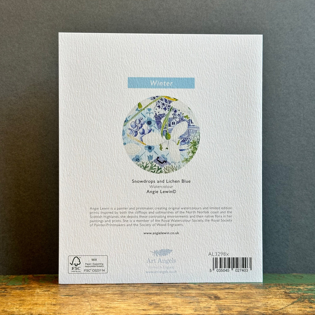 G/Card - Angie Lewin - Snowdrops and Lichen Blue