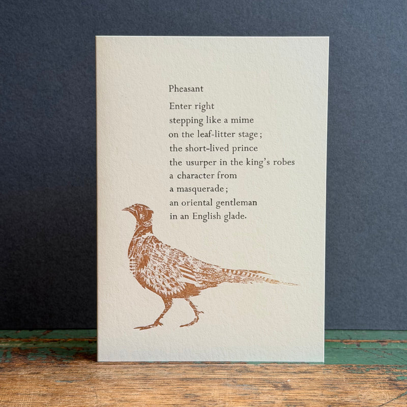 Letterpress Bird G/Card - Pheasant