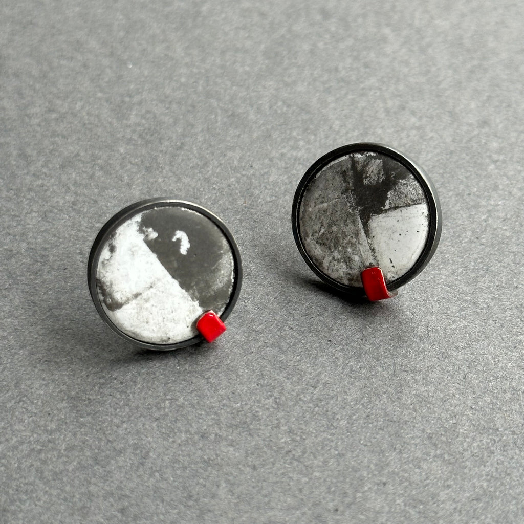 Earrings Red Tab Studs