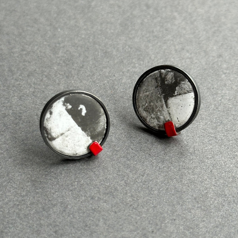 Earrings Red Tab Studs