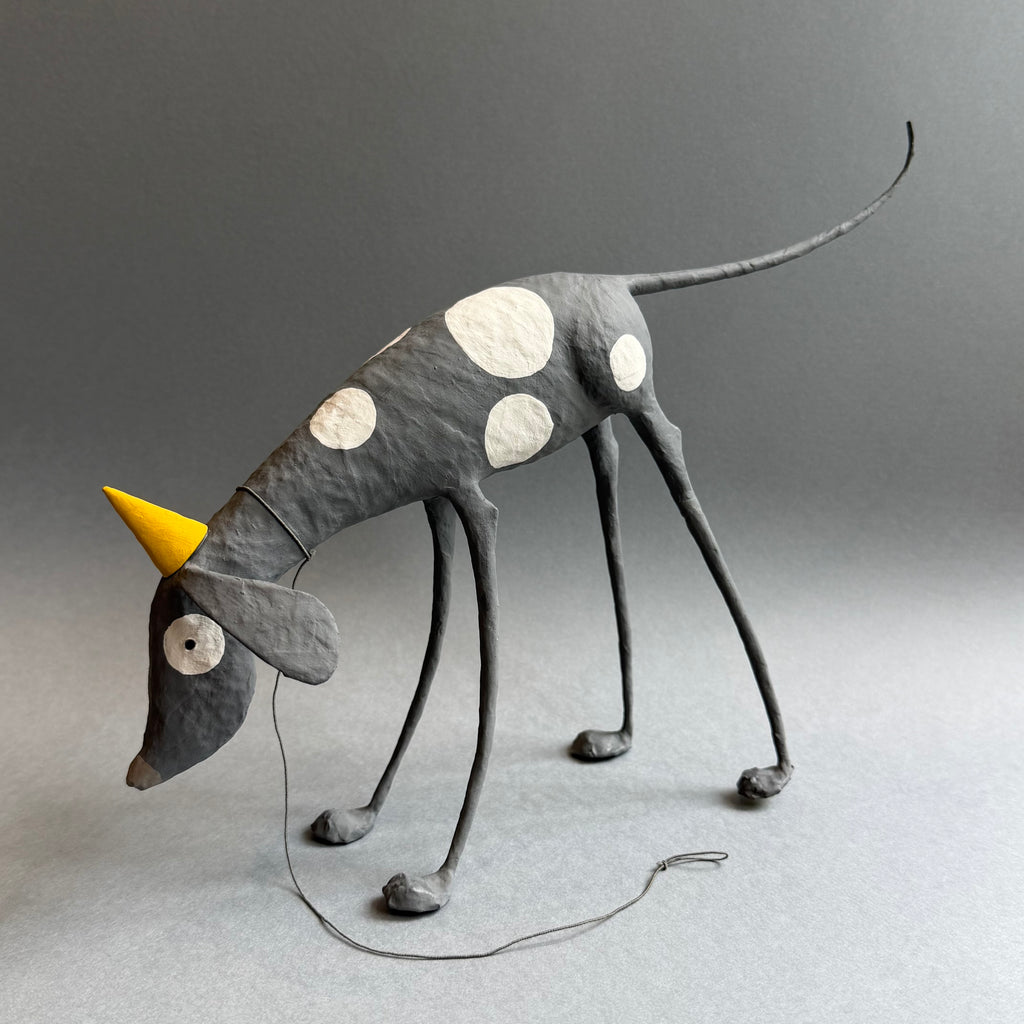 Paper Mache Sculpture ‘Rupert the Dog with Party Hat’