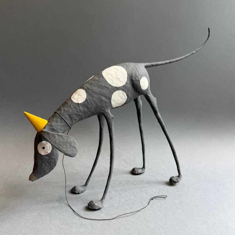 Paper Mache Sculpture ‘Rupert the Dog with Party Hat’