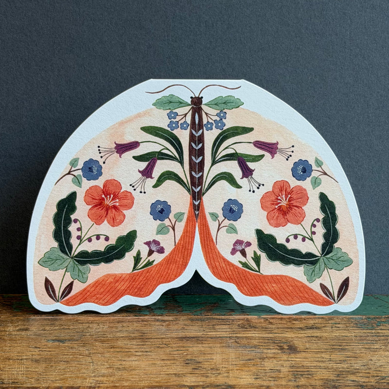 G/Card - Floral Moth Shaped Card - Peach