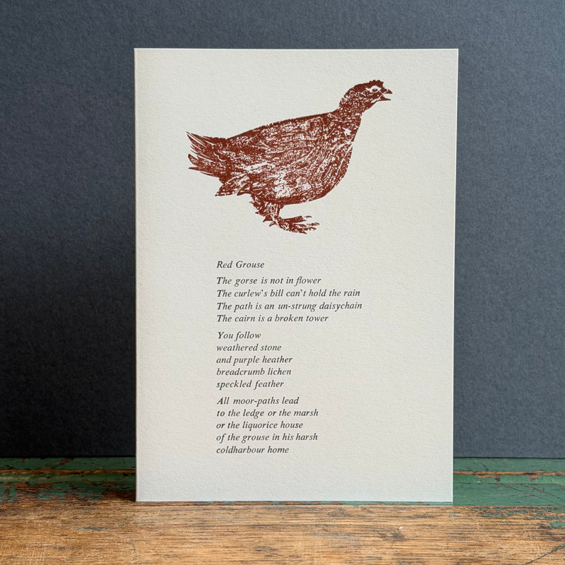 Letterpress Bird G/Card - Red Grouse