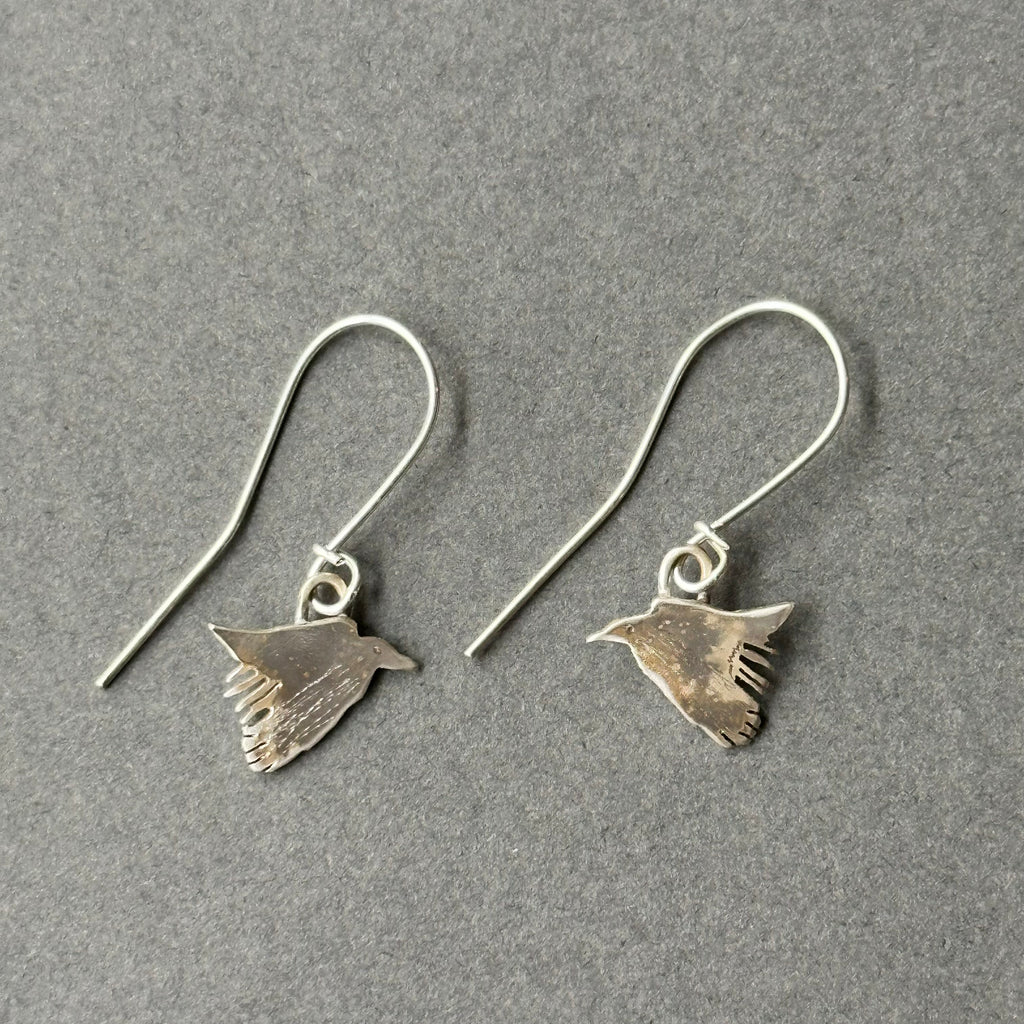 Sterling Silver Earrings - Raven in Flight