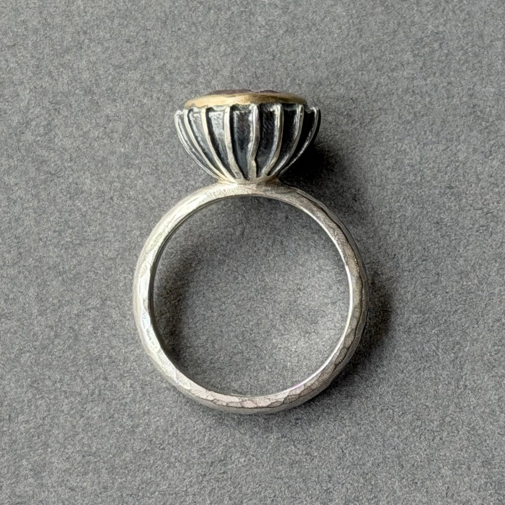 Ring - 10mm - Silver, Oxidised Silver, Gold & Purple Amethyst