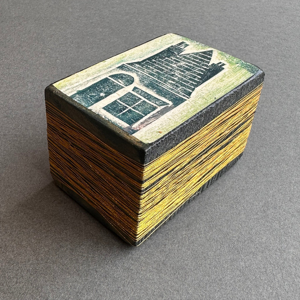 Collagraph Block ‘House’ Navy/Pale Green