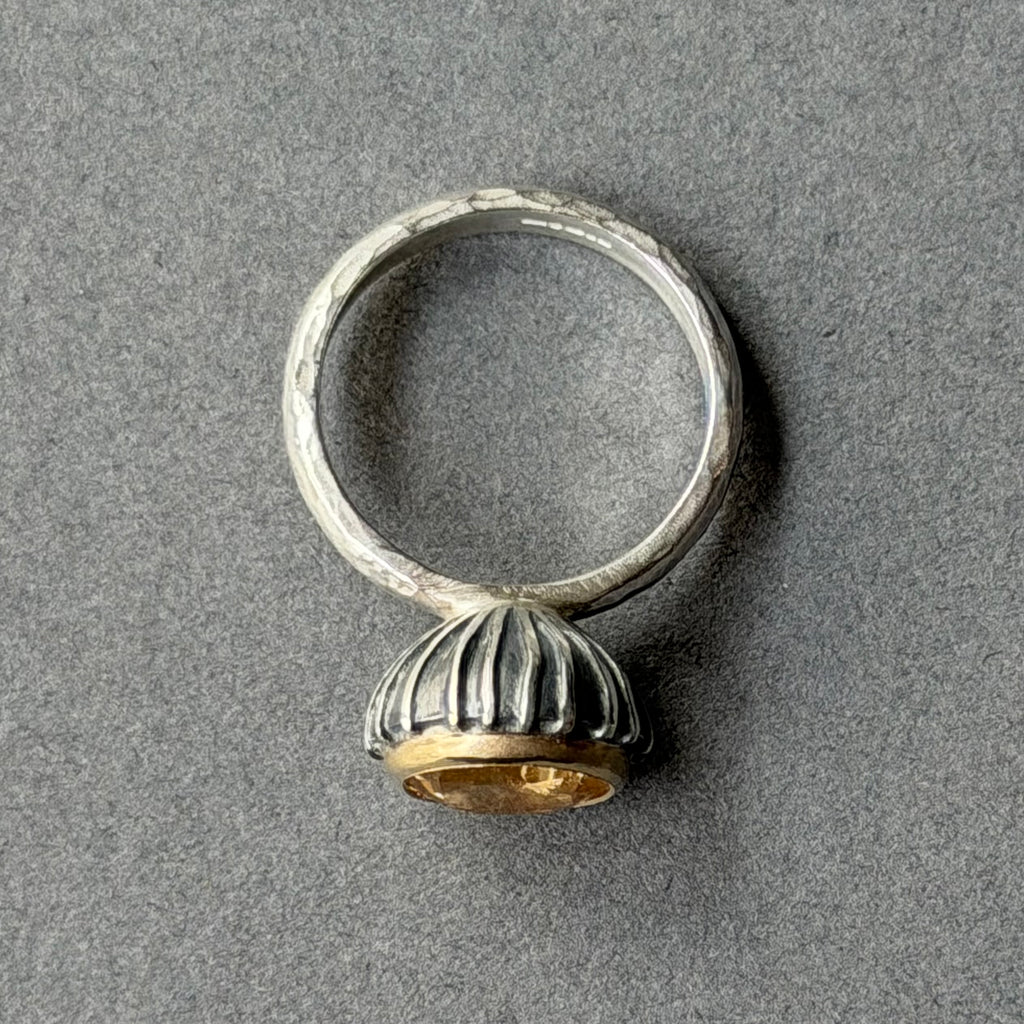 Ring - 10mm - Silver, Oxidised Silver, Gold & Citrine