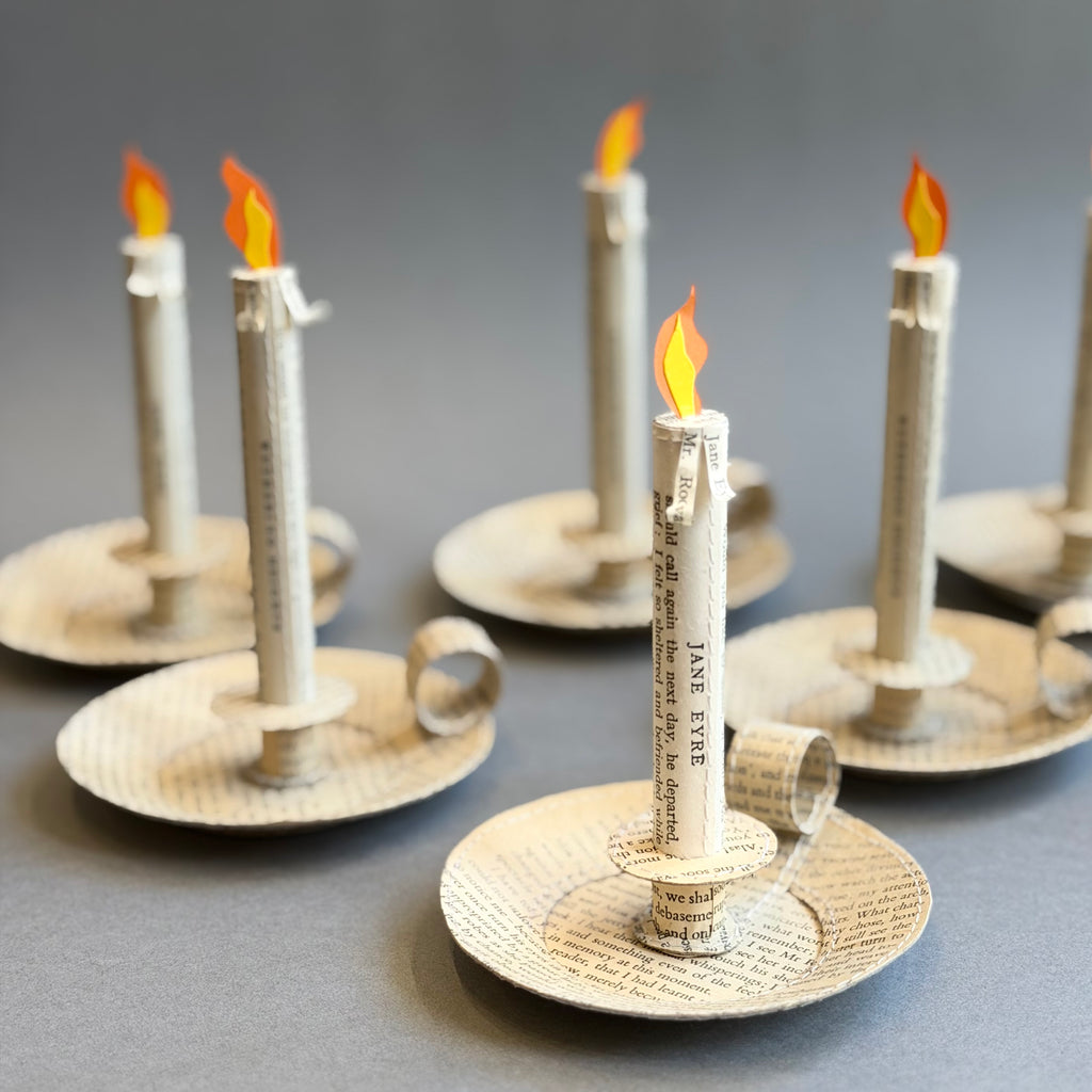 Stitched Paper Wee Willie Winkie Candle Holder & Candle - Brontë