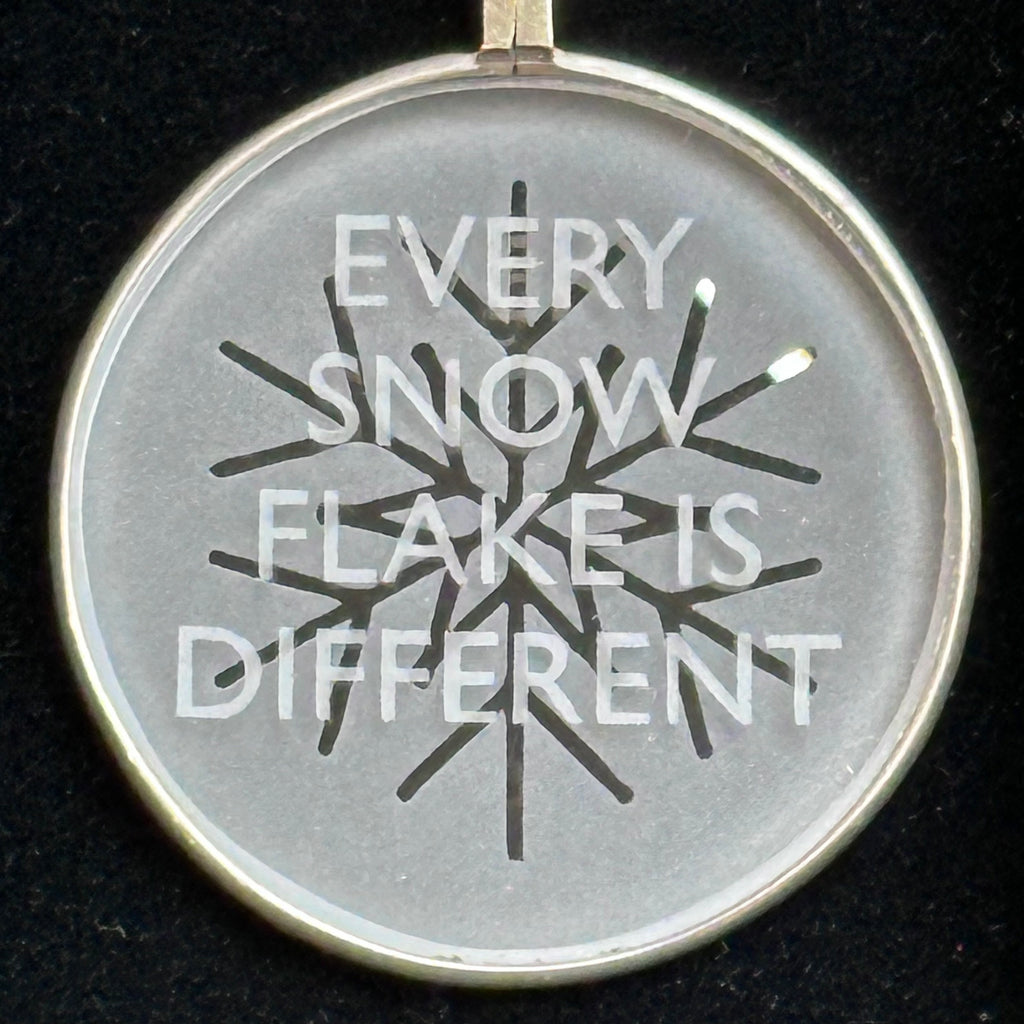 Etched Vintage Optician Lens ‘EVERY SNOW FLAKE IS DIFFERENT’