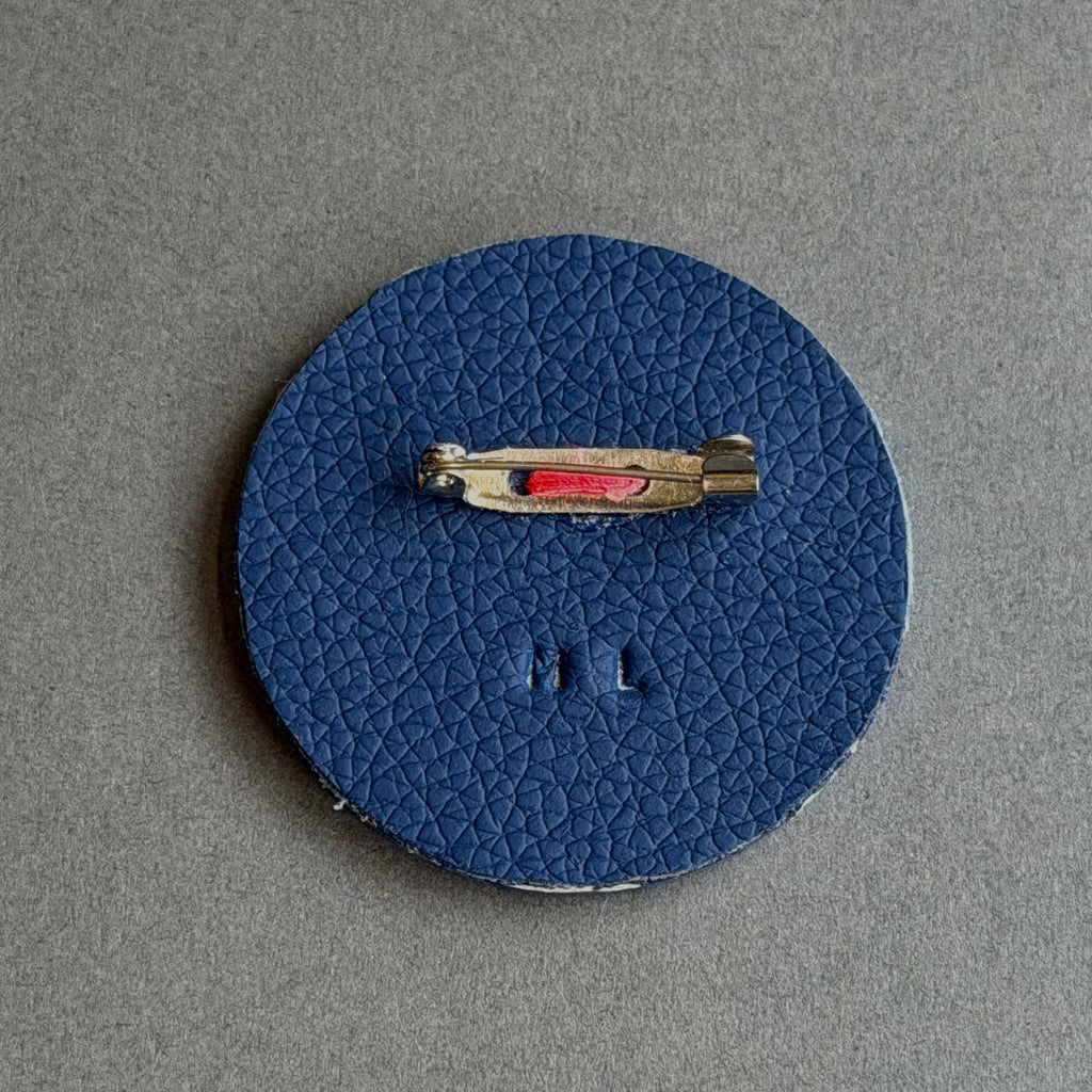 Hand-Painted Landscape Brooch - Round