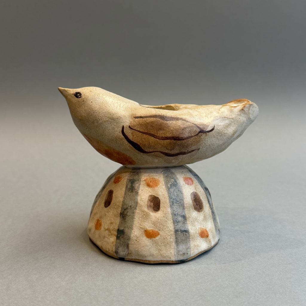 Stoneware Bird - Candle Holder - Small #A
