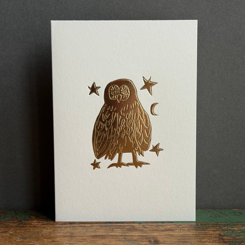 G/Card - Gold Embossed - Owl & Stars