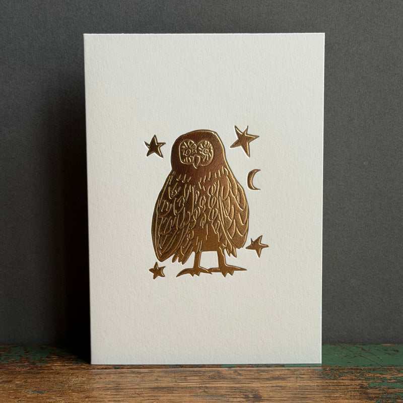 G/Card - Gold Embossed - Owl & Stars
