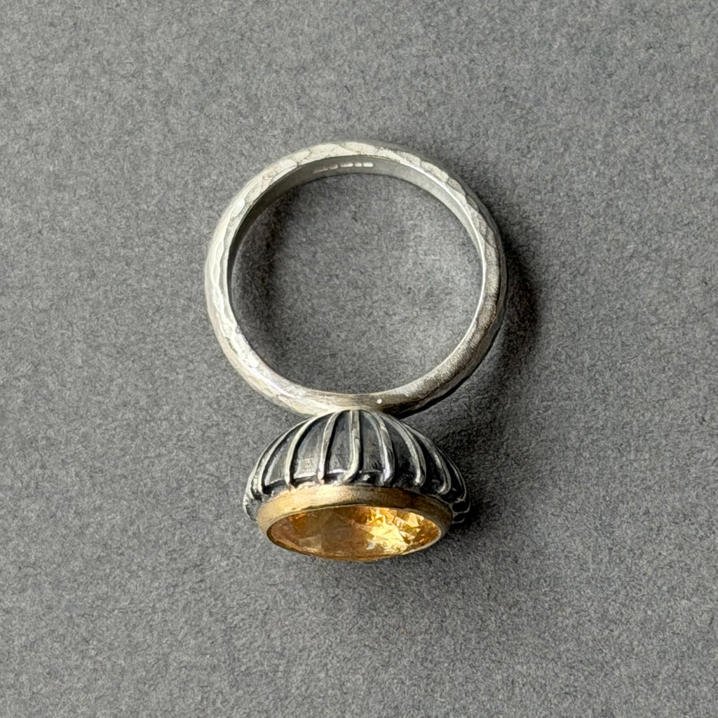 Ring - 12mm - Silver, Oxidised Silver, Gold & Citrine