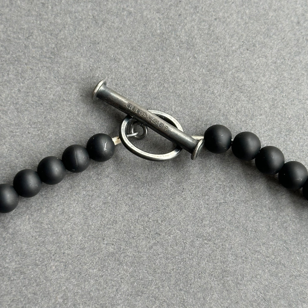 Pendant - Inlaid Enamel Square with Black Agate Beads