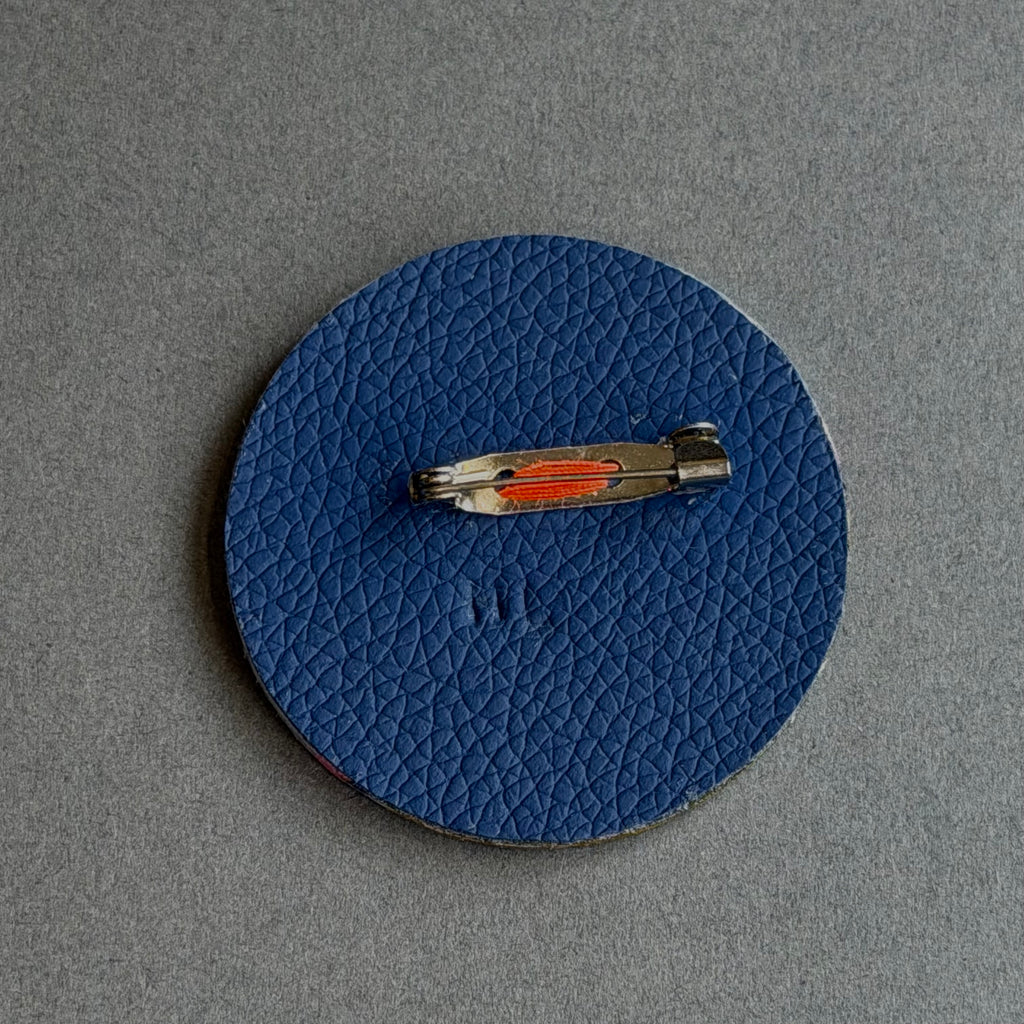 Hand-Painted Landscape Brooch - Round