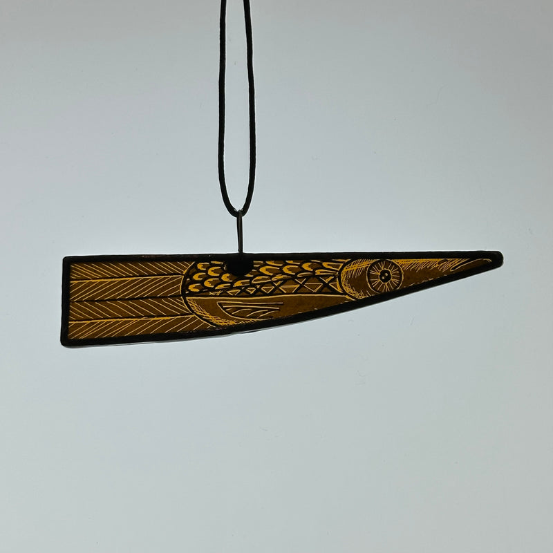 Stained Glass - Fish - Tiny (Old Gold) #J