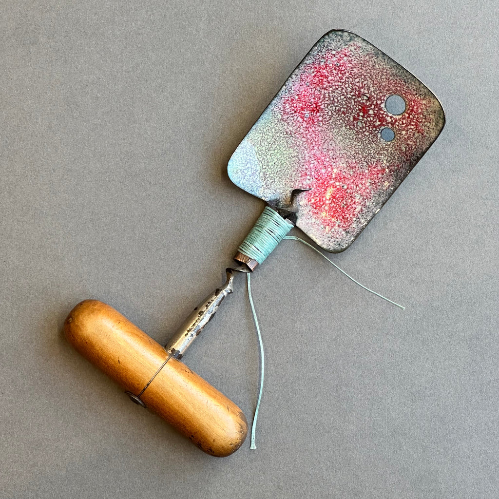 Decorative Enamel Spoon 'Old Wooden Handled Corkscrew’