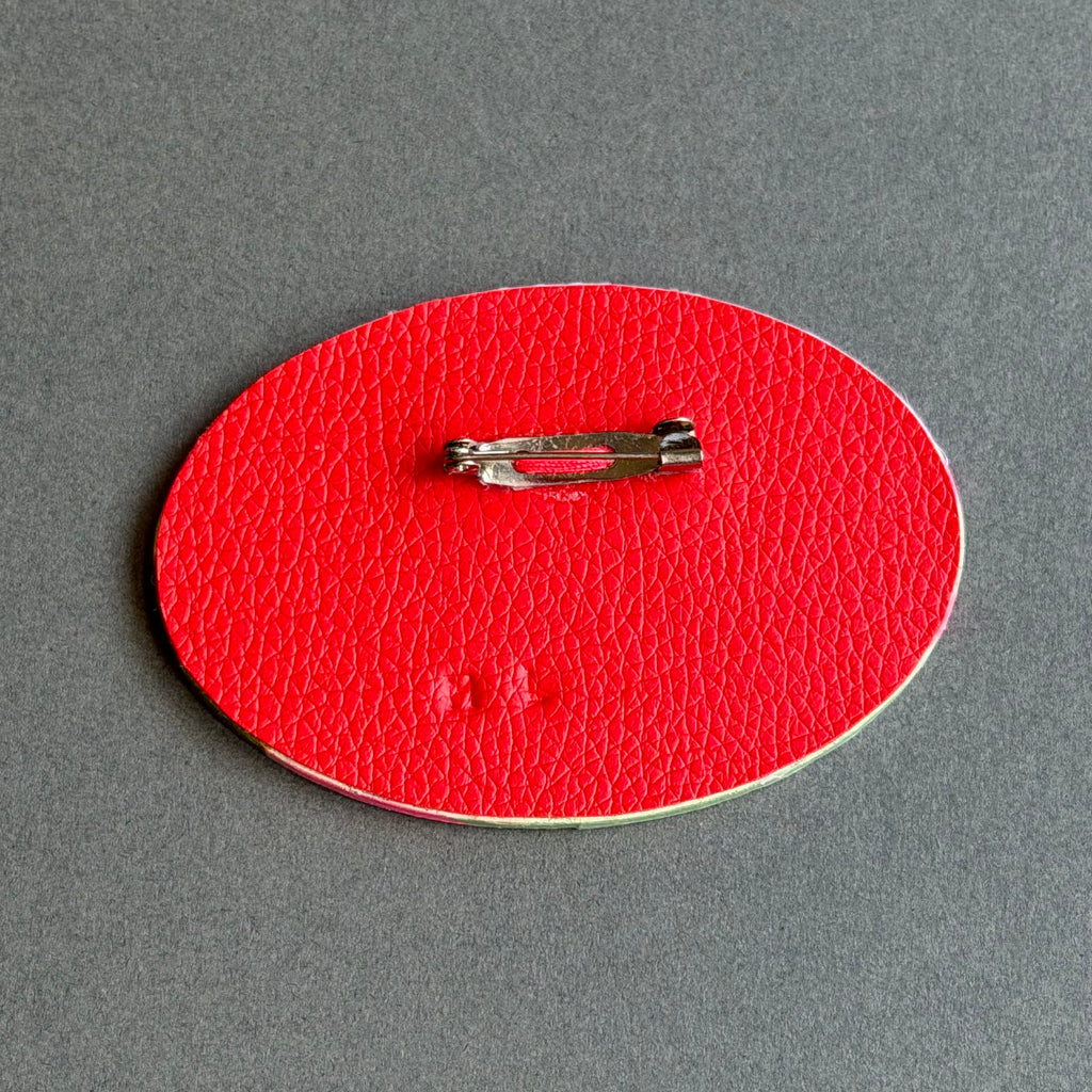 Hand-Painted Landscape Brooch - Oval