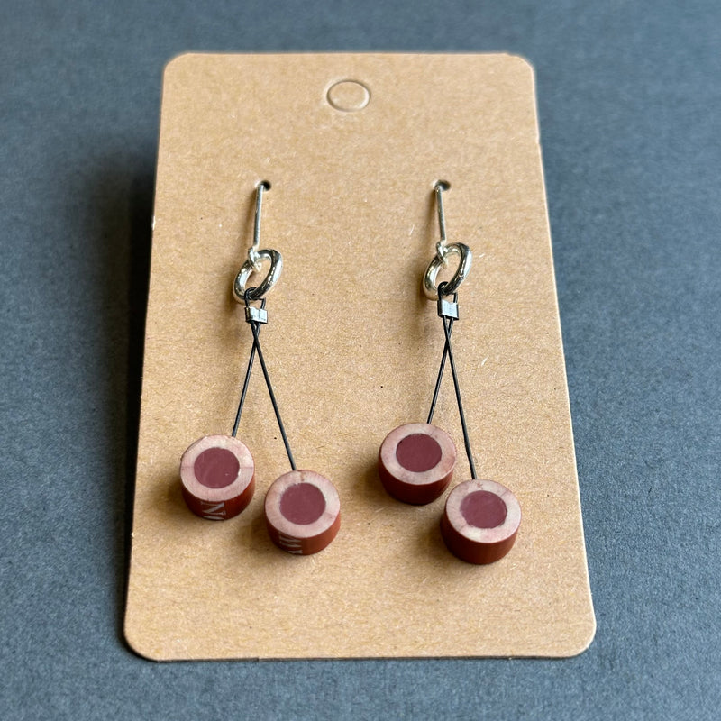 Cherry Pencil Earrings - Plum