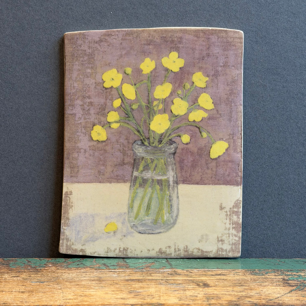 Stoneware Wildflower Plaque  - Buttercups