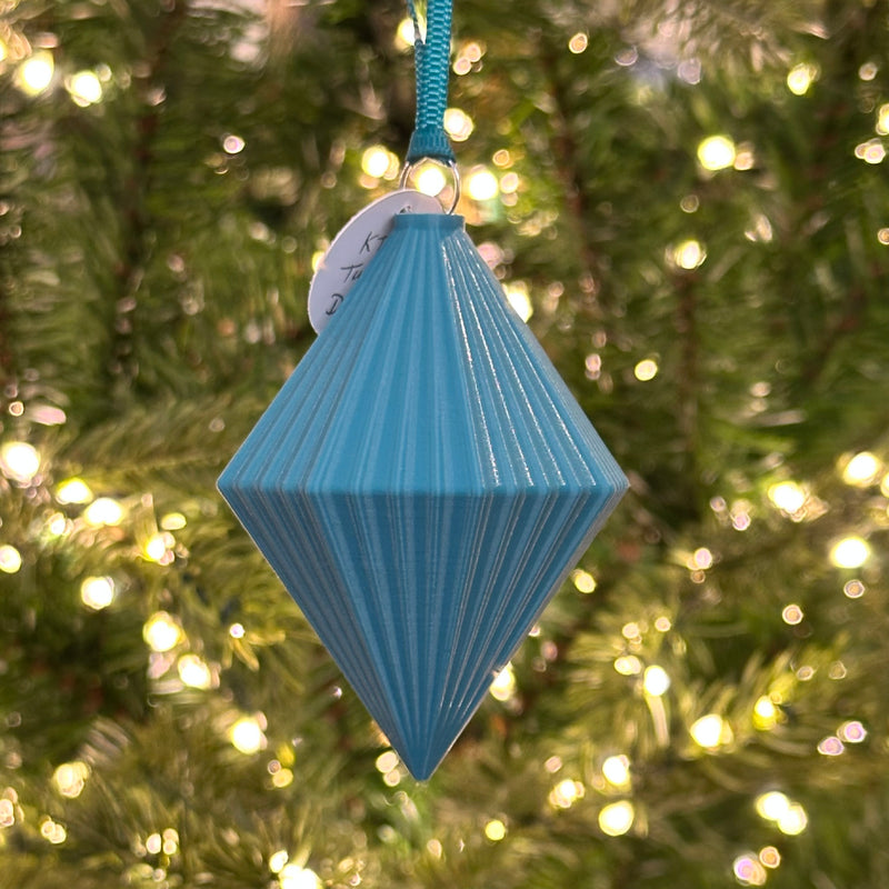 3D Printed Bauble - Turquoise - Diamond