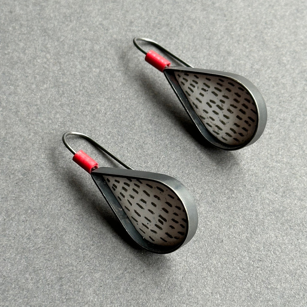 Earrings Teardrop with Red Tube