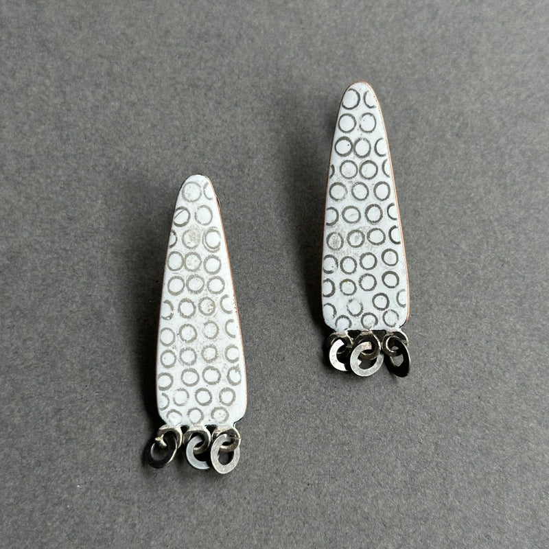 Earrings Triangular Studs with Silver Links