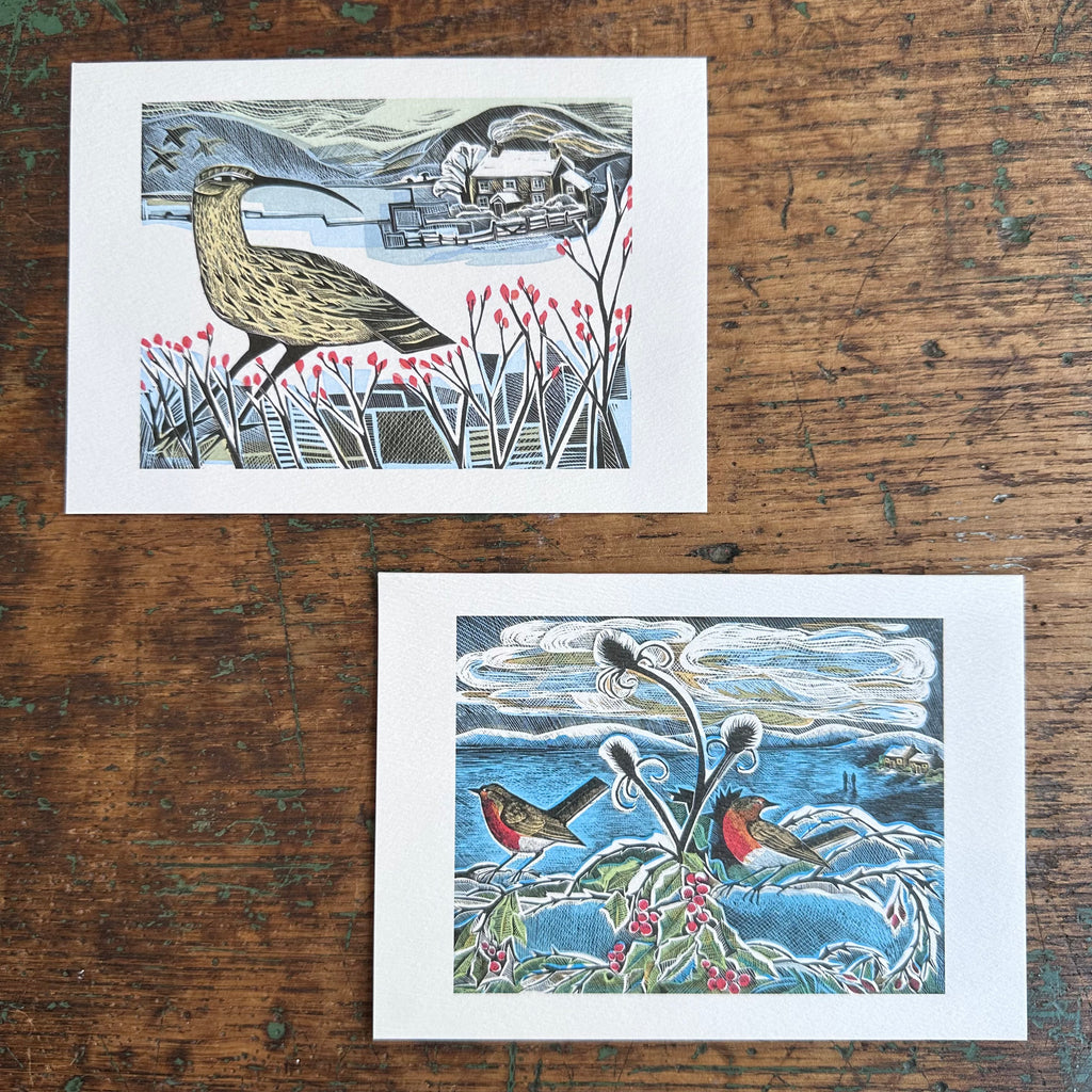 Notecards - Angela Harding - Robins & Teasels/Curlew Christmas