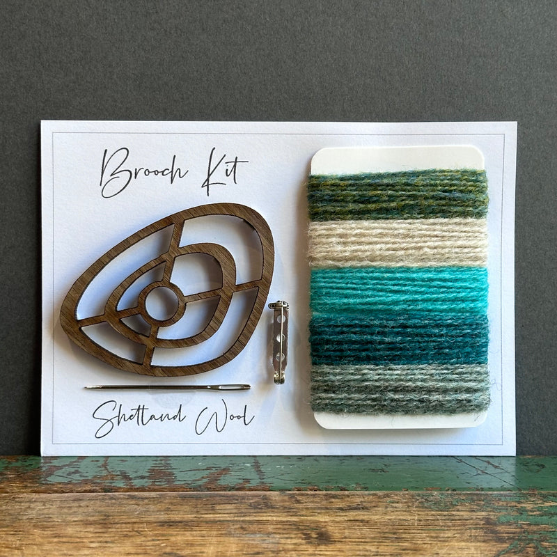 Brooch Kit - Pebble - Shetland Wool - Greens