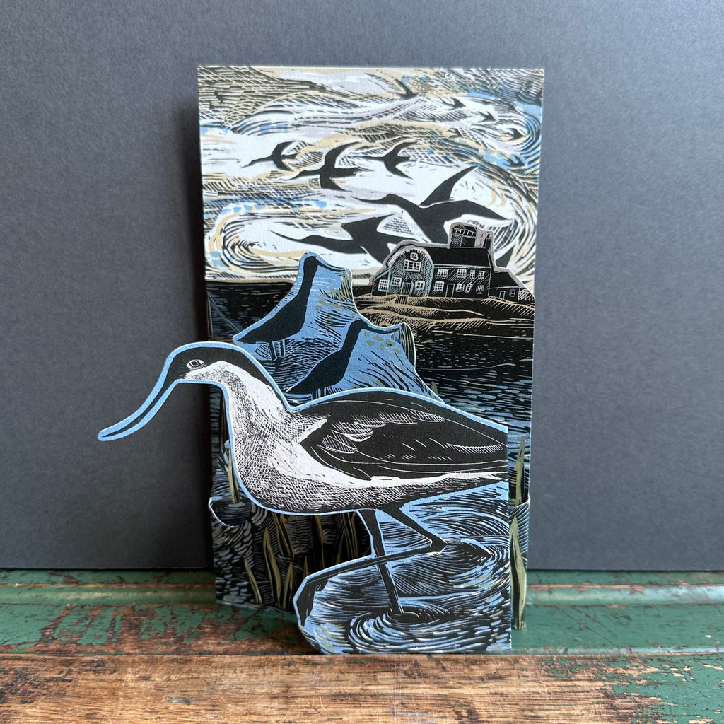 Die-Cut Card - Angela Harding - Avocets at Blakeney