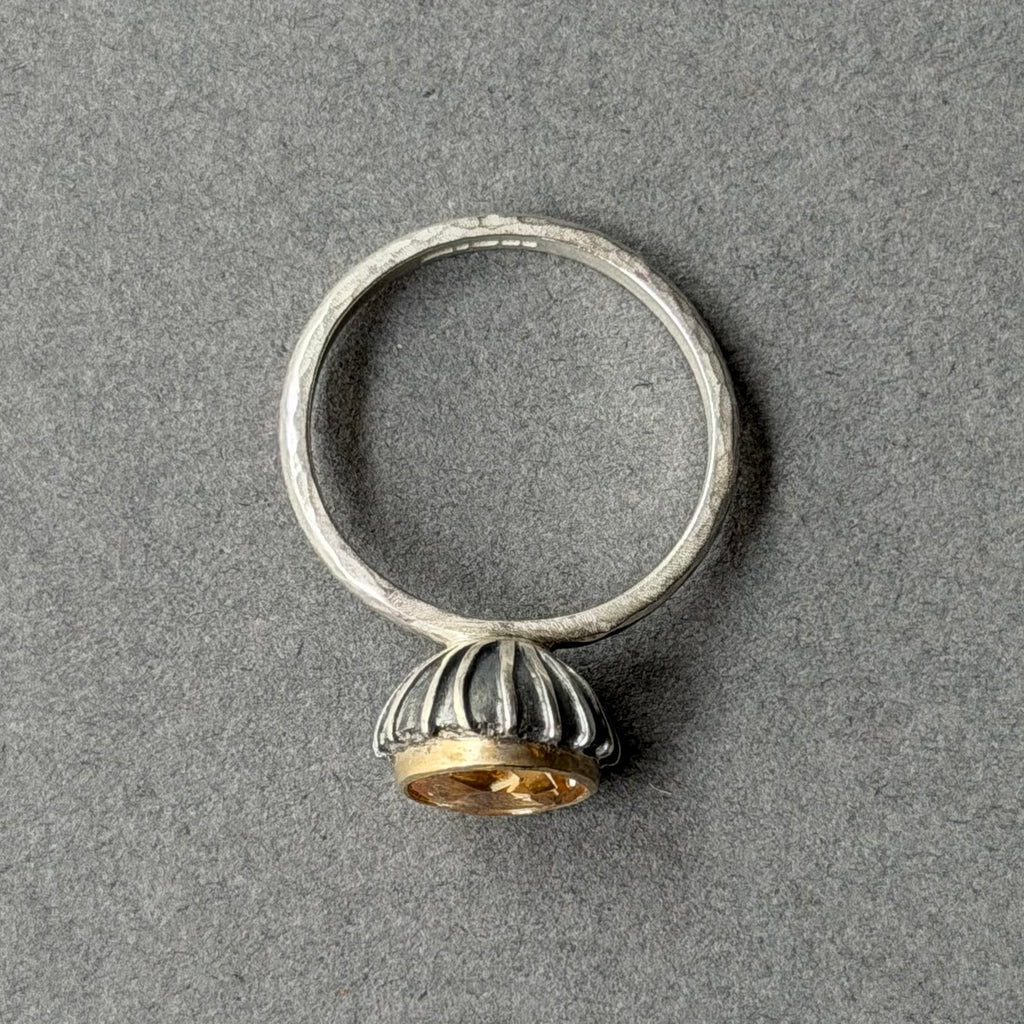 Ring - 8mm - Silver, Oxidised Silver, Gold & Citrine