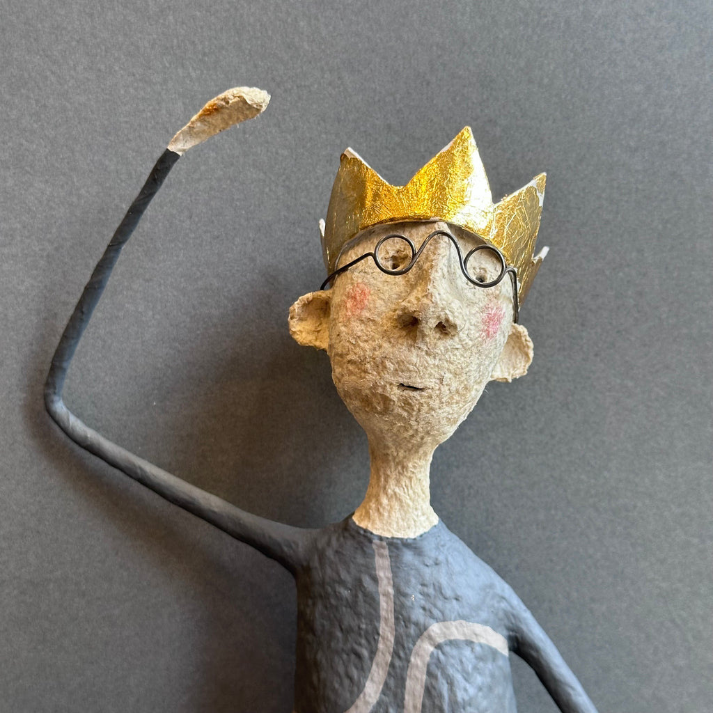 Paper Mache Sculpture - Herbert the King with Hattie Bird