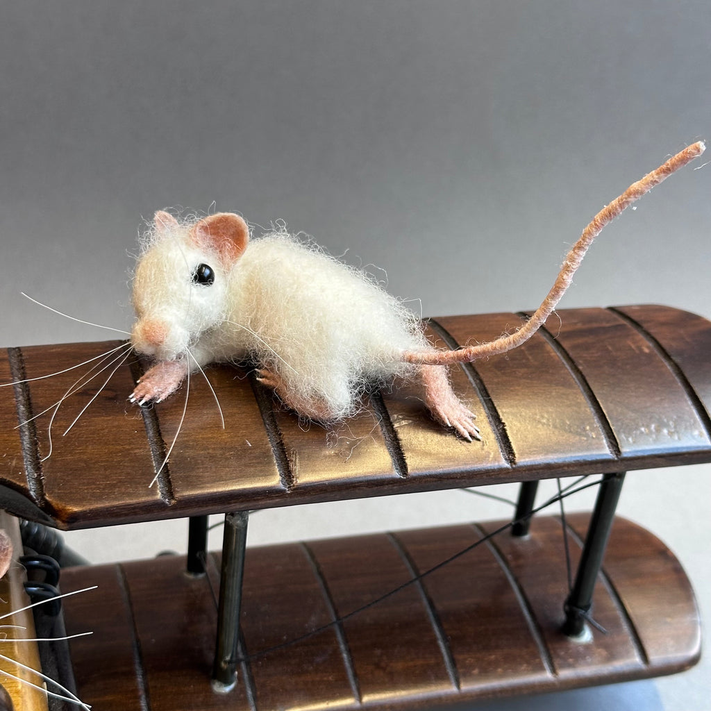 Needle Felted Mice & Wooden Plane ‘Octave & the Wright Bros’