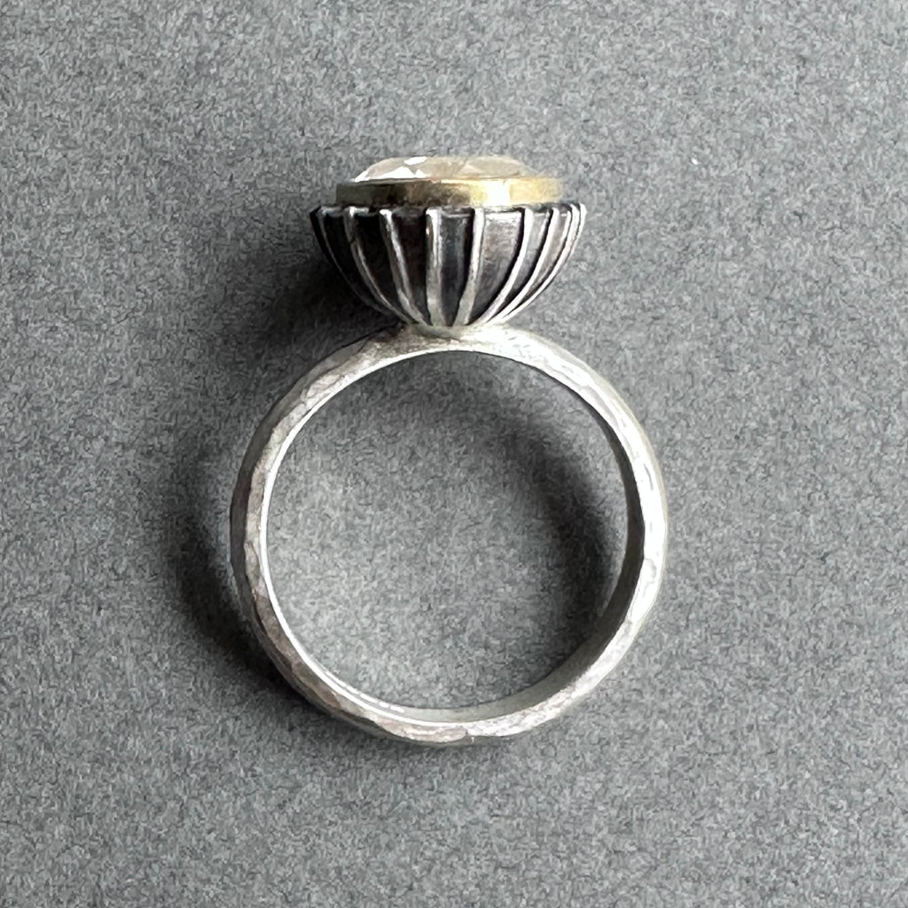 Ring - Silver, Oxidised Silver, Gold & Quartz