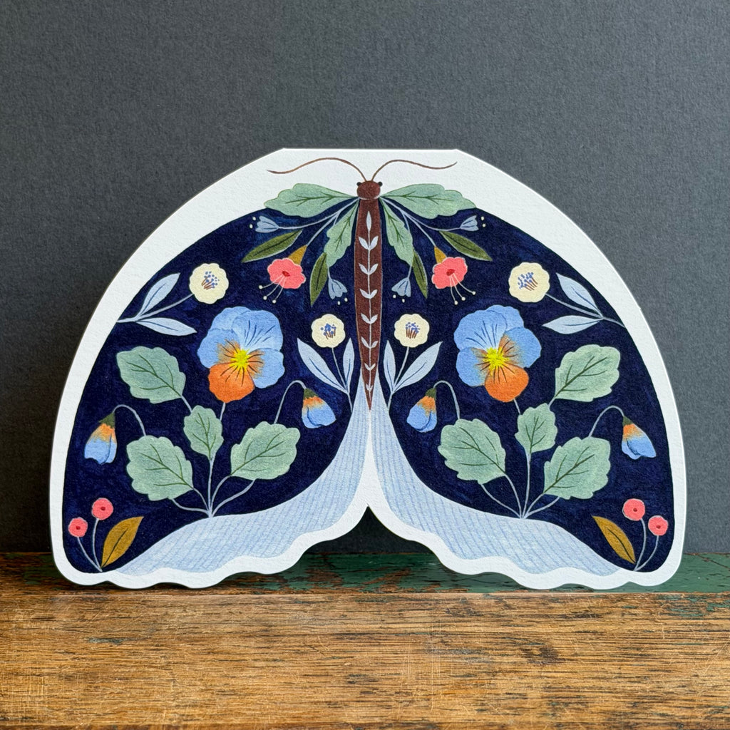 G/Card - Floral Moth Shaped Card - Blue