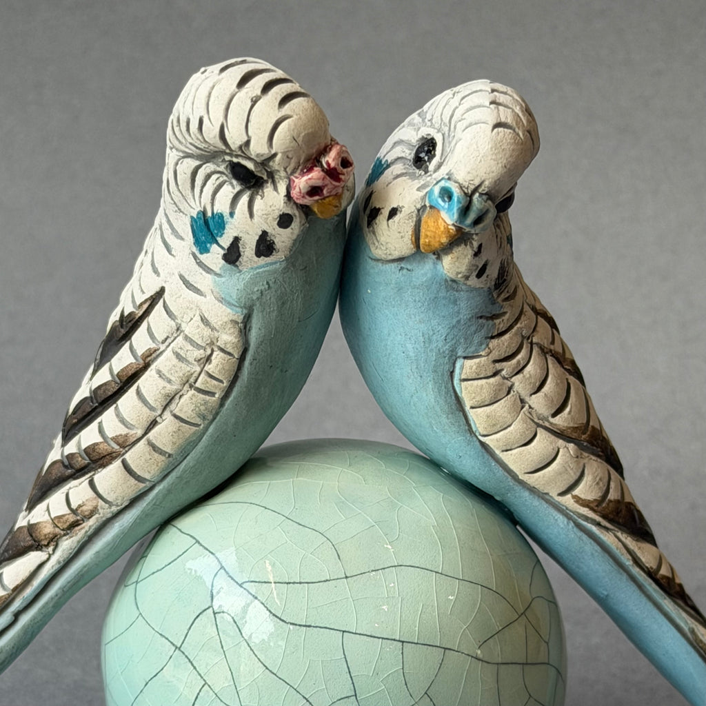 Ceramic Budgie - Pair on a Ball - Small