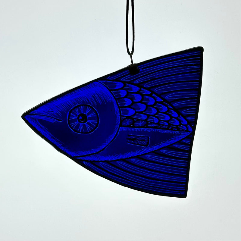 Stained Glass - Fish - Extra Large - Lapis #B