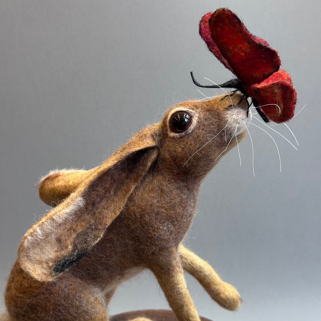 Needle Felted Hare ‘Fengorn with a Butterfly on a Bobbin’