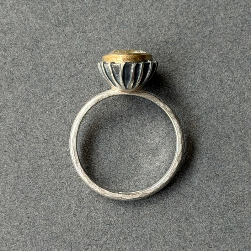 Ring - 8mm - Silver, Oxidised Silver, Gold & Quartz