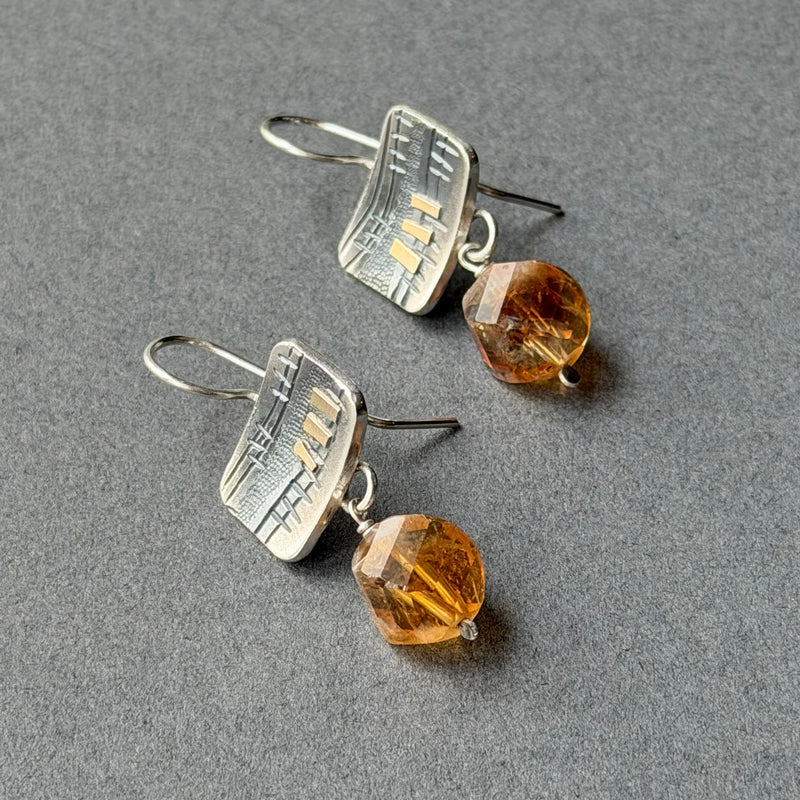 Landscape Drop Earrings - Silver & Citrine